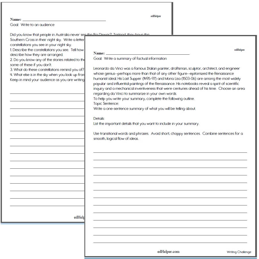 creative writing worksheets for 5th grade