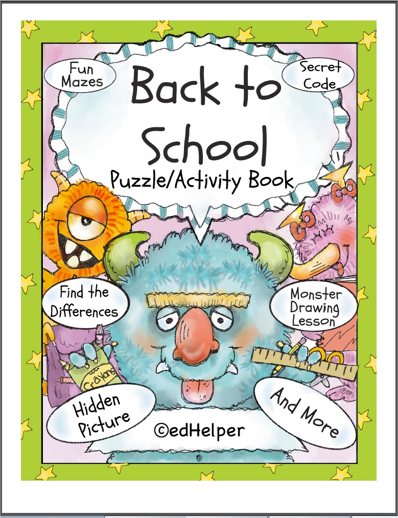 Back to School and September Monster Puzzle/Activity Fun Book for First Graders