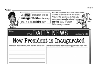 Fourth Grade Inauguration Workbook - Writing, Reading, and Activities