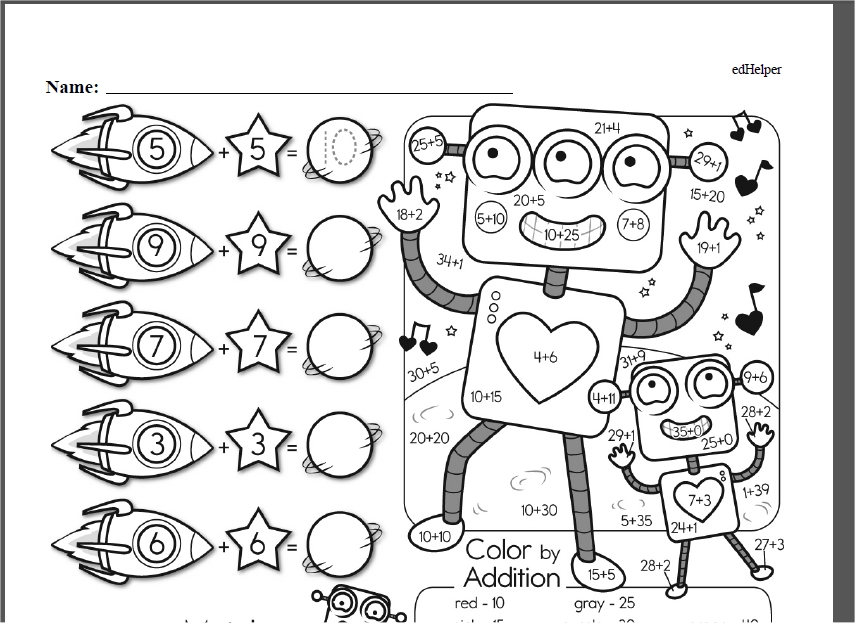 Kindergarten Color by Math Workbook (This Month's Worksheets)
