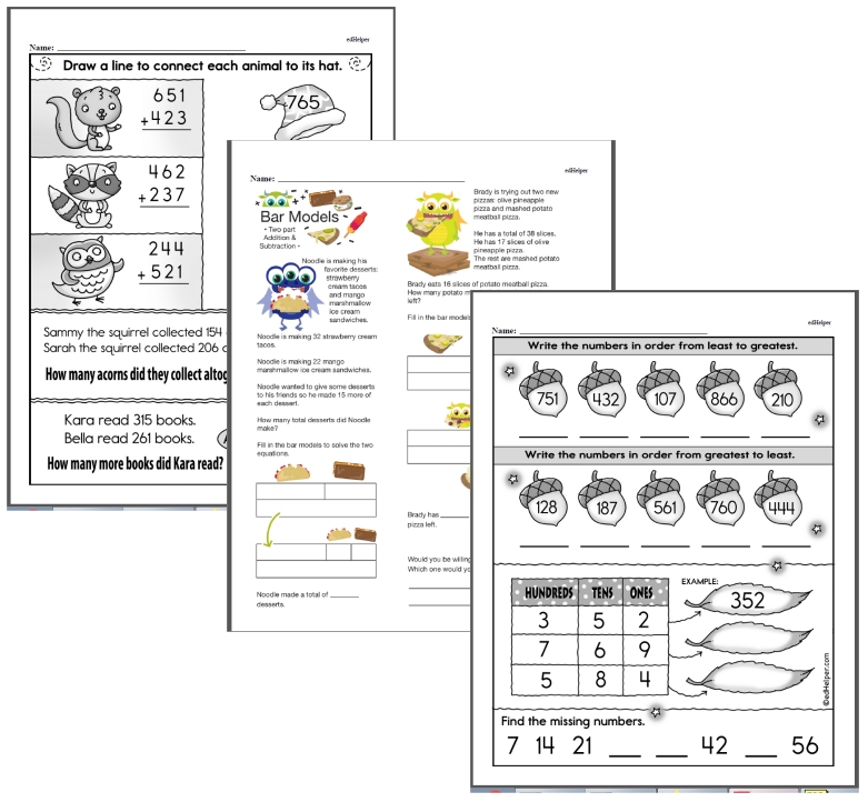 Second Grade Nov/Dec Math Review Workbook