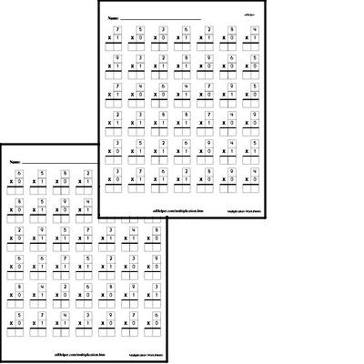 Multiplication Worksheets to Practice 0 and 1 Facts