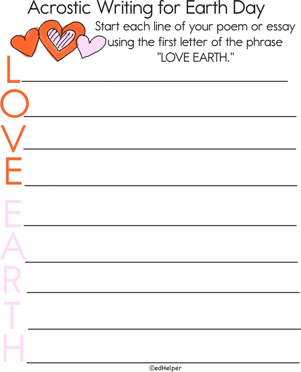 Acrostic Writing for Earth Day - LOVE EARTH