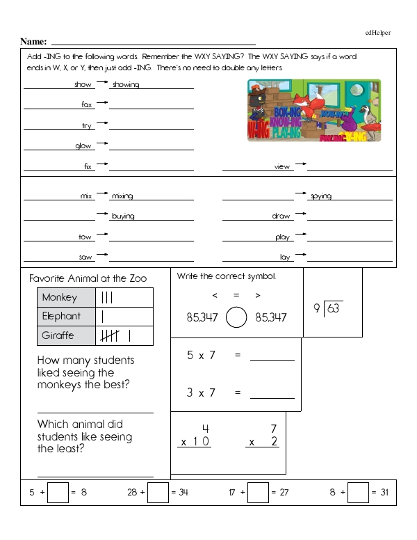Add -ING to Words That End in W, X, and Y