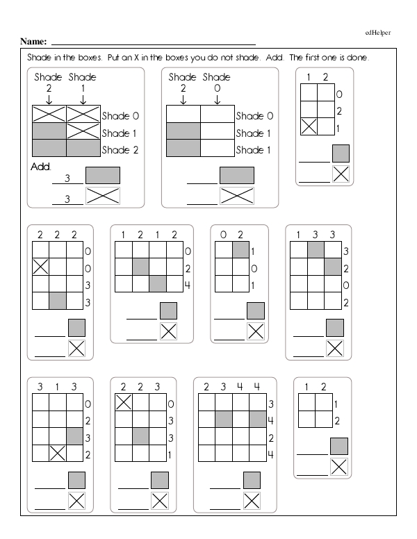 Add to Find the Solution: Shading and Crossing Out Boxes Puzzles
