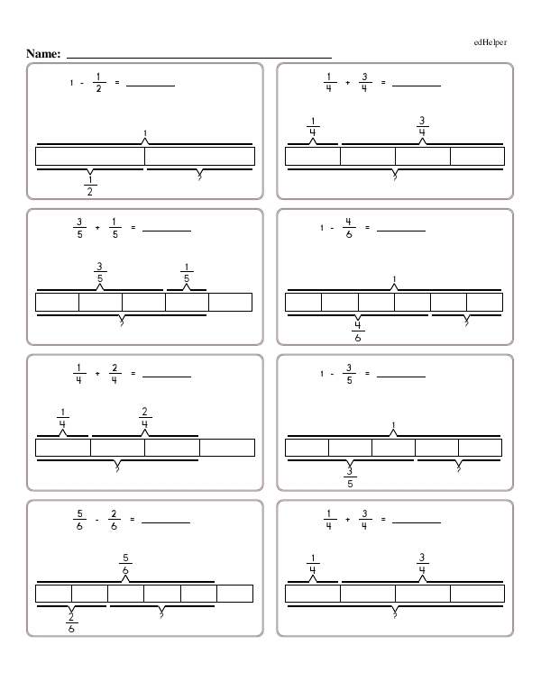 Adding and Subtracting Fractions With Like Denominators and Visual Aids