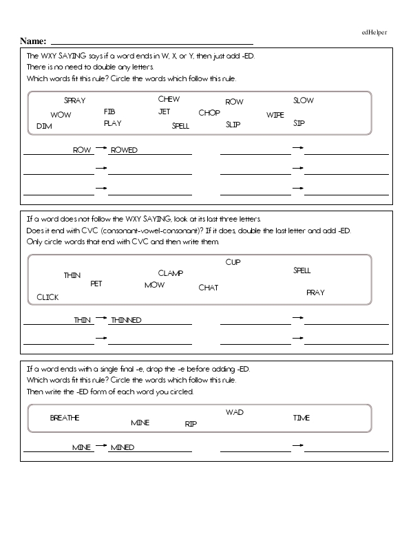 Adding -ED by Using Strategies Like WXY, CVC, and -e