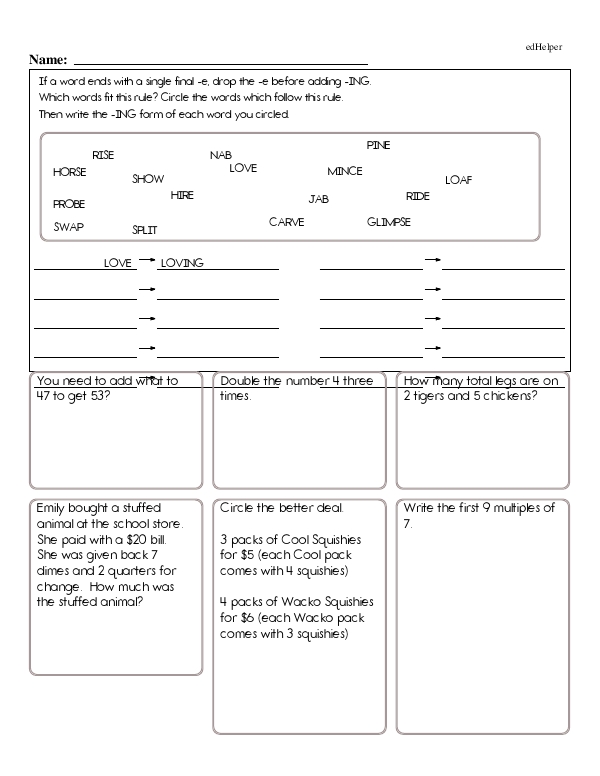 Adding -ING to Words that End With the Letter E