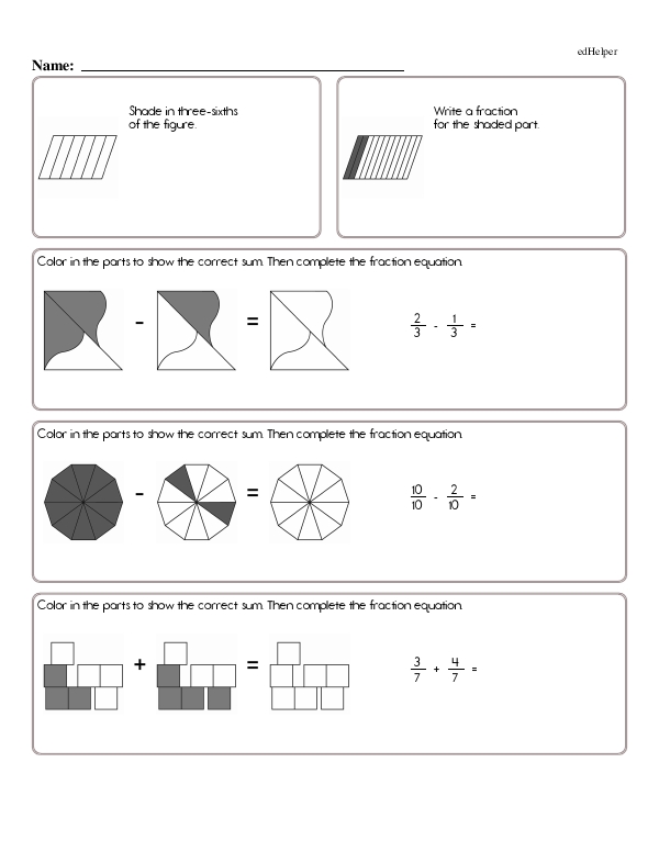 Adding, Subtracting, and Identifying Fractions With Images