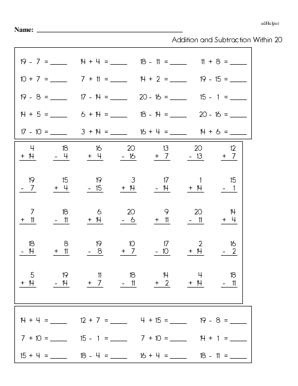 Navigating Through Addition and Subtraction Below 20: A Review Workbook