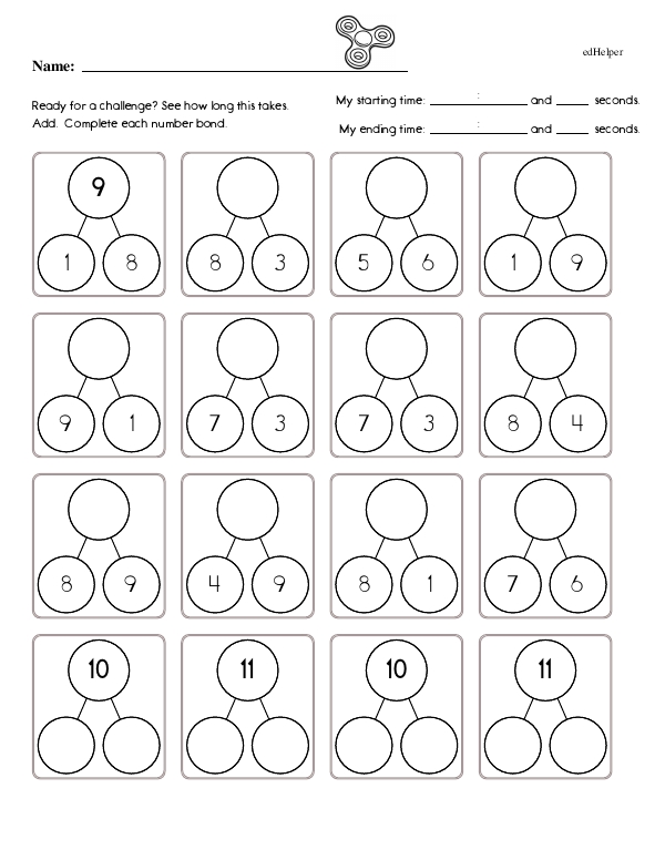 Addition Number Bonds With Answers Up to 20