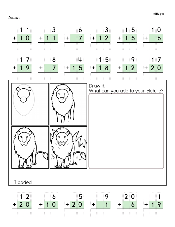 Addition Practice, Timed Math Drills, and Drawing Breaks