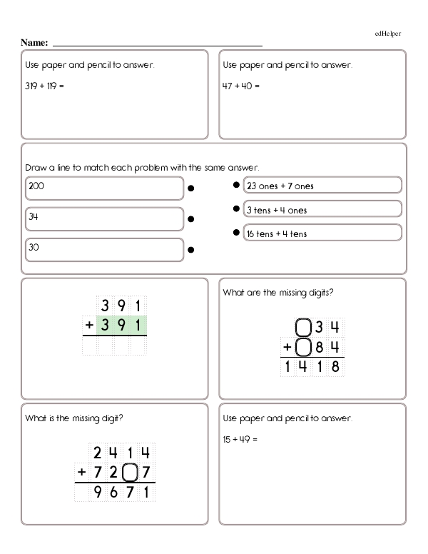 Addition Up To 10 000 Math Chapter Workbook 
