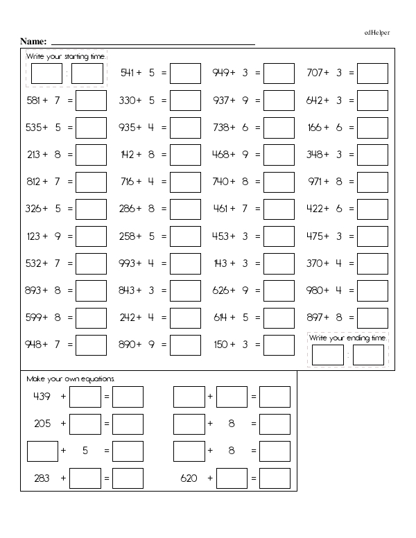 Addition Up To 10 000 Math Chapter Workbook 