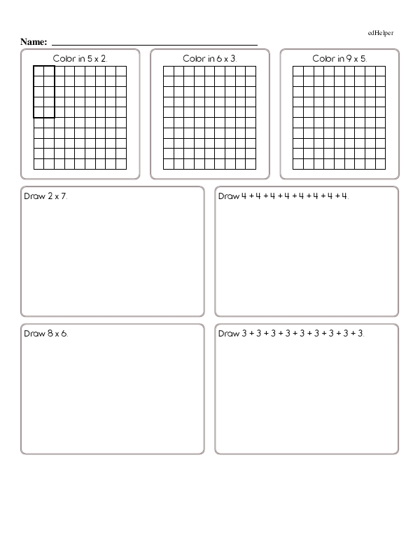 Coloring in and Drawing Multiplication With Arrays