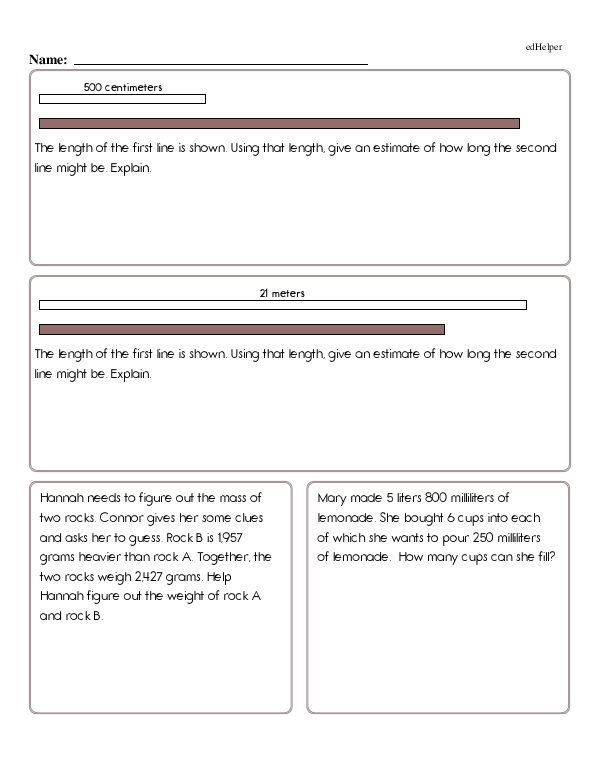 Comparing and Estimating Lengths With Volume and Weight Word Problems