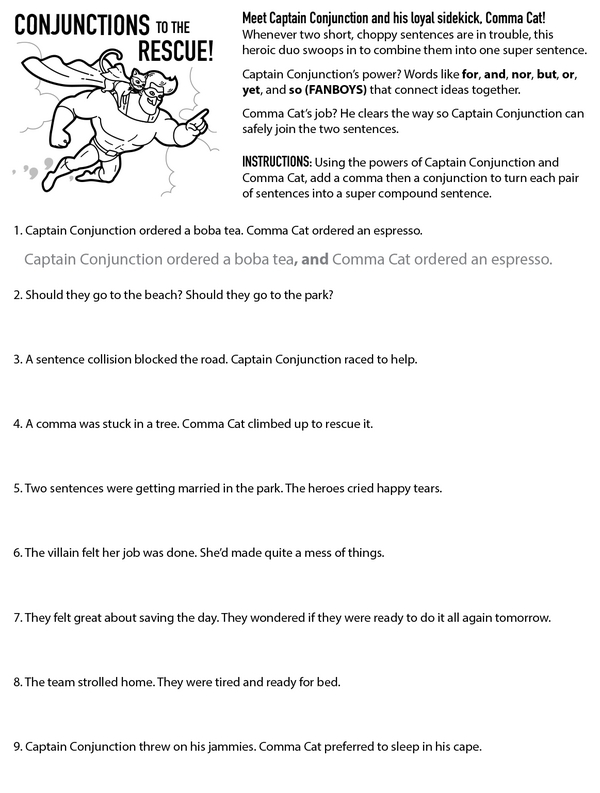 Captain Conjunction and Comma Cat: Superheroes for Super Sentences