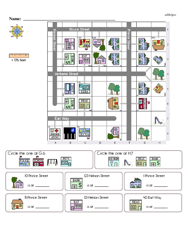Coordinate Plane Town: Measuring Distance on a Map, Finding Ordered Pairs, and More