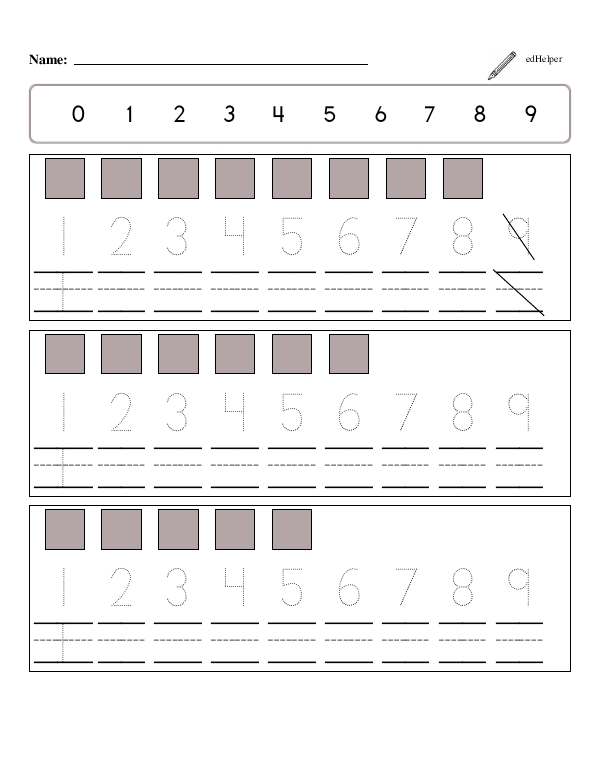Count the Blocks, Then Trace and Write the Numbers 0-9