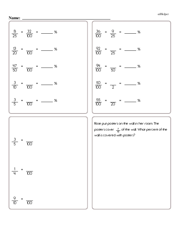 Creating Equivalent Fractions and Converting to Percentages