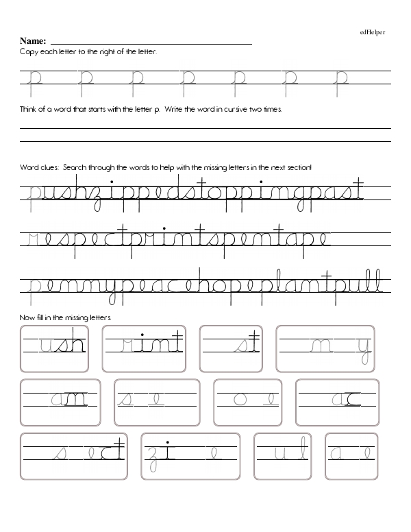 Cursive Writing Practice: Writing and Finding Missing Letters