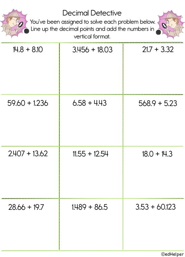Decimal Detective: Line Up and Add