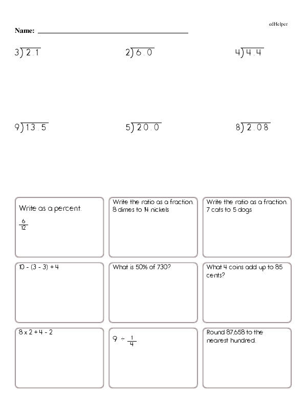 Dividing Decimals Practice: Whole Divisors and Decimal Dividends
