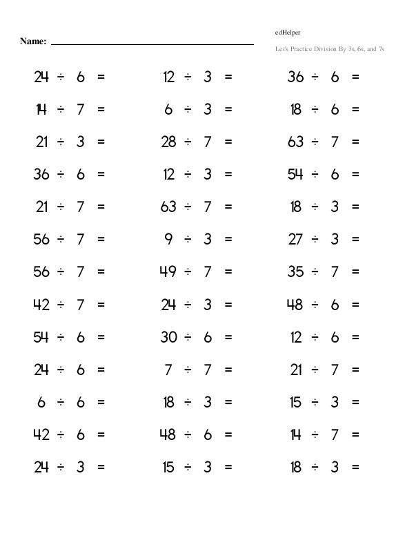 Division Fact Practice