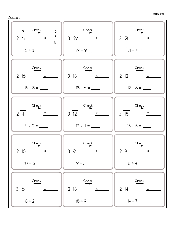 Double-Checking Division Answers With Corresponding Multiplication Problems