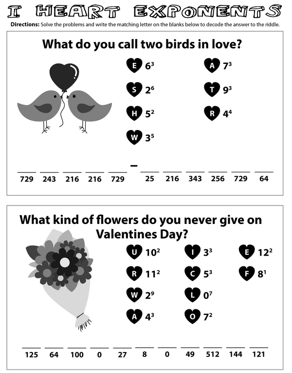 I Heart Exponents: Valentine Riddles
