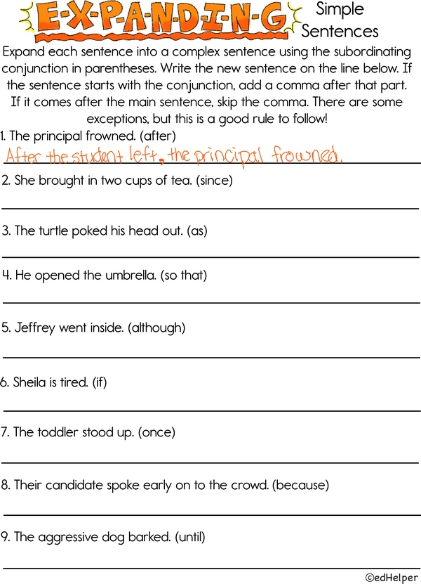 Going Complex: Build Sentences with Subordinating Conjunctions