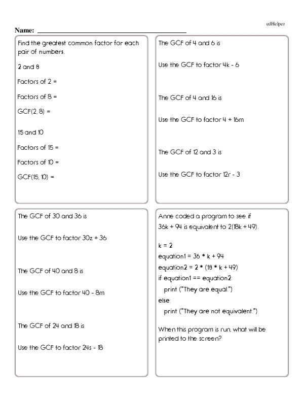 Expanding, Simplifying, and Factoring Algebraic Expressions and Word Problems