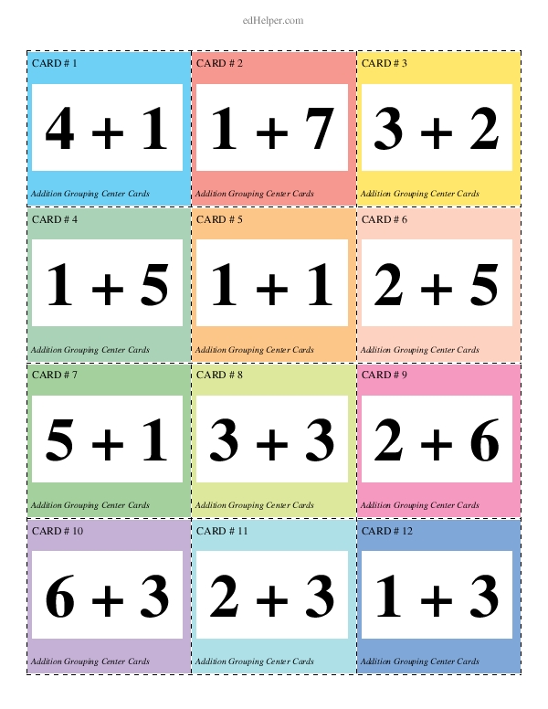 Fill In the Equation for Each Answer: Single Digit Numbers