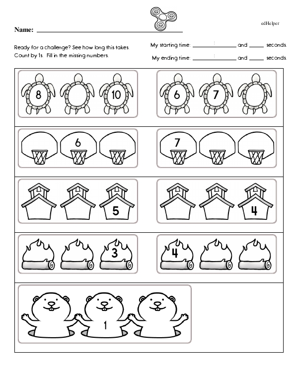 Fill in the Missing Numbers: A Timed Worksheet With Pictures