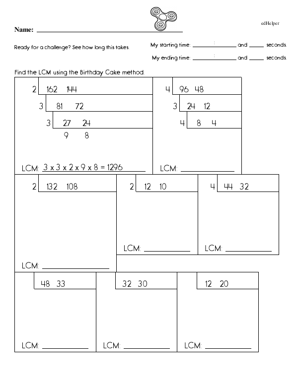 Find the Least Common Multiple: The Birthday Cake Method