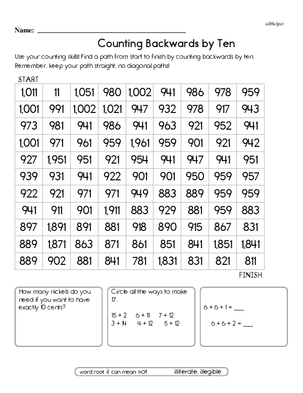 Find the Path: Skip Counting Forward and Backward by Tens