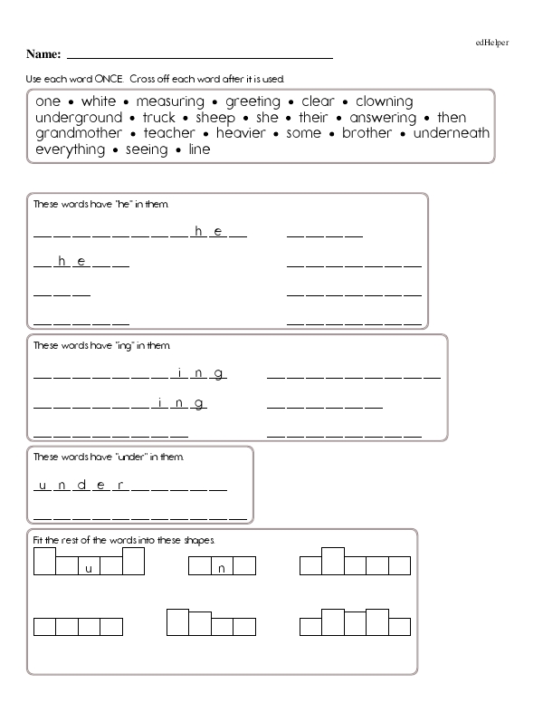 Find the Word and Fill in the Blanks