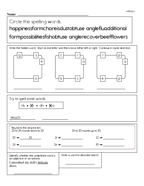 Finding and Writing Hidden Words, Plus Image and Letter Order Activities