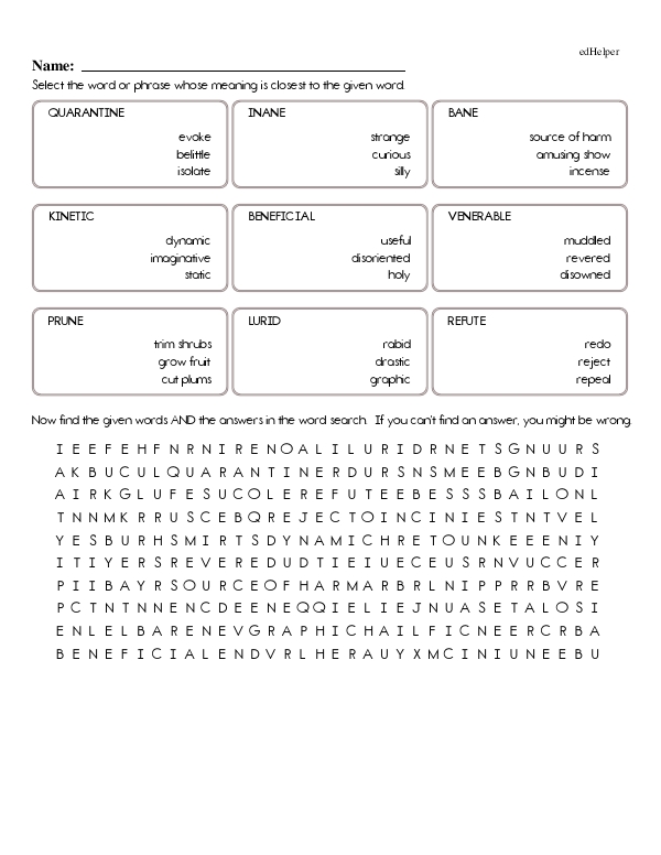 Finding Synonyms and Word Search Puzzles
