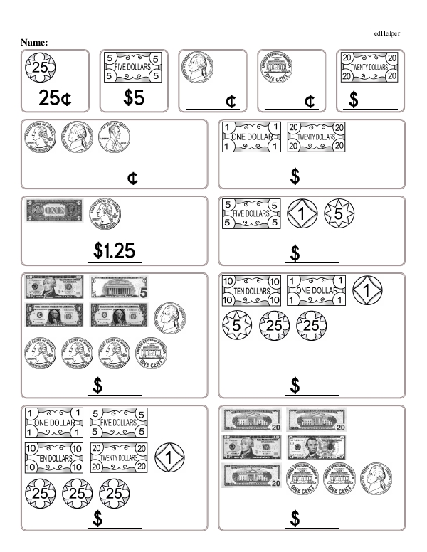 Identifying and Adding Coins and Dollars