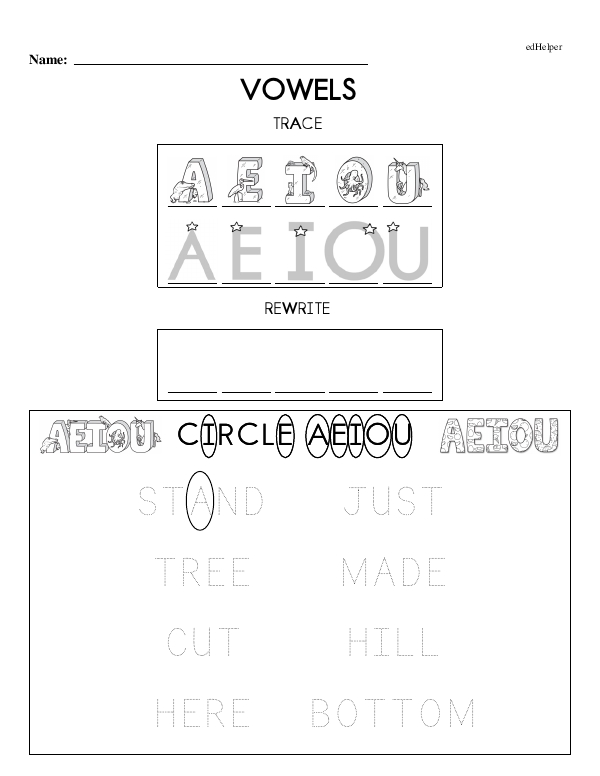 Identifying, Tracing, and Writing Vowels