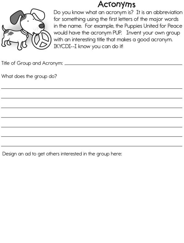 Learning Acronyms: A Creative Writing Worksheet
