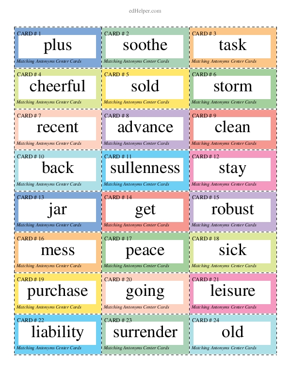 Matching and Writing Antonyms