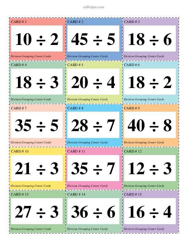 Matching the Dividend and Divisor to the Quotient: Division Facts Practice