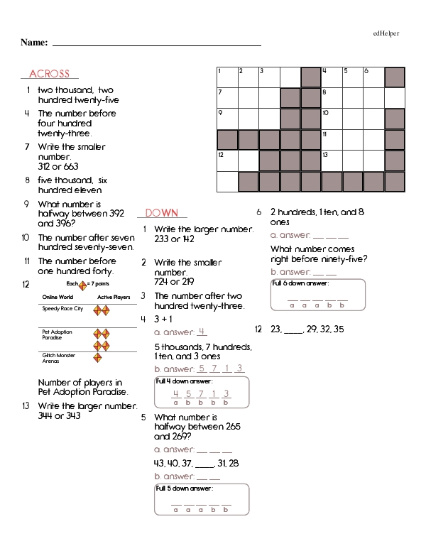 Math Crosswords With Mixed Skills
