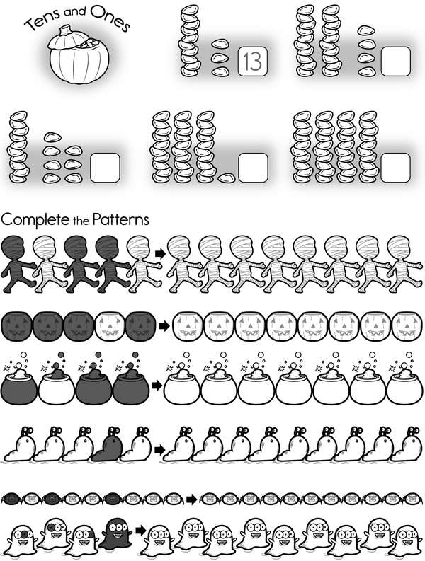 Halloween Puzzles Galore: Counting and Pattern Fun