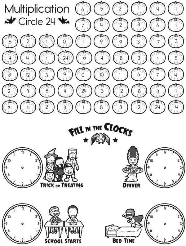 Haunted Math Hours: Factor Hunt and Clock Fun