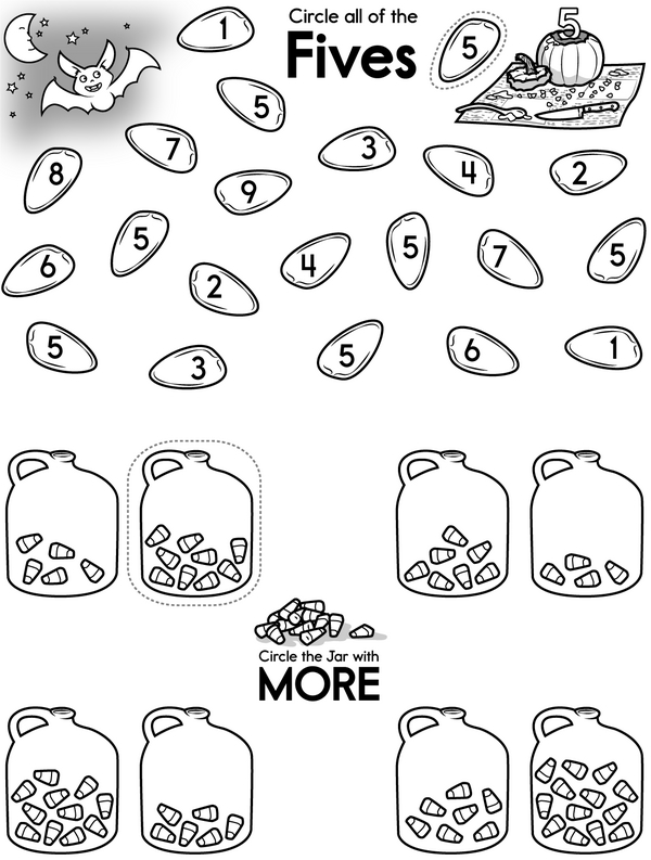 Fun with Numbers: Count and Compare - Pumpkin Seeds and Candy Corns