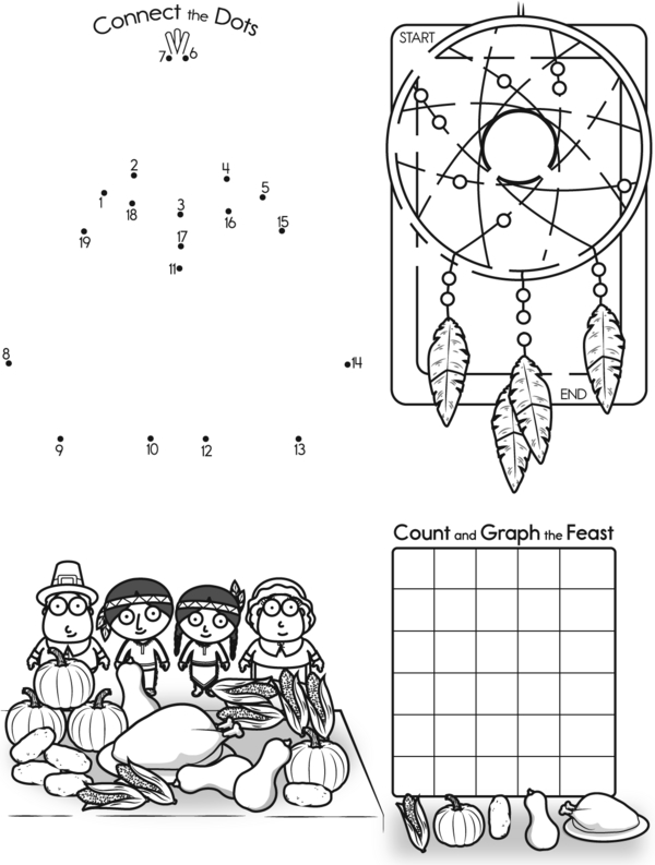 Thanksgiving Puzzle Feast: Dot-to-Dot, Maze, and Graphing Fun