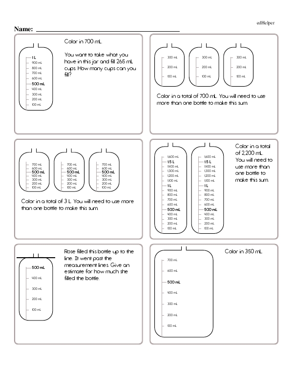Measuring Milliliters in Bottles and Answering Questions
